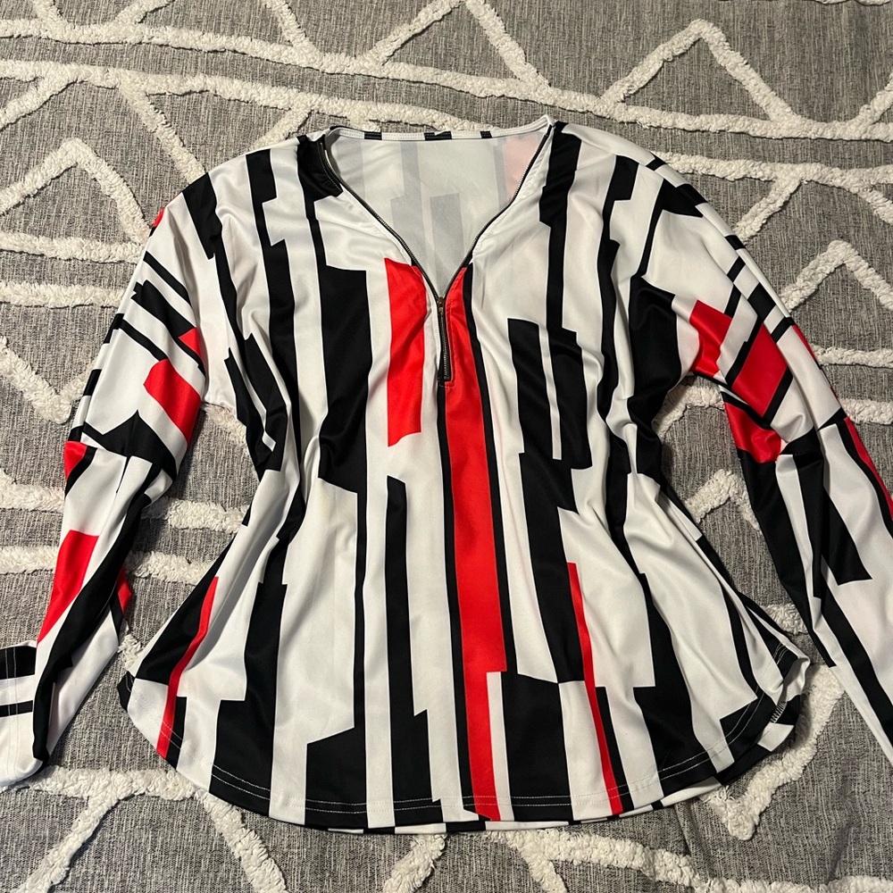 Stylish Black and Red Women's Top